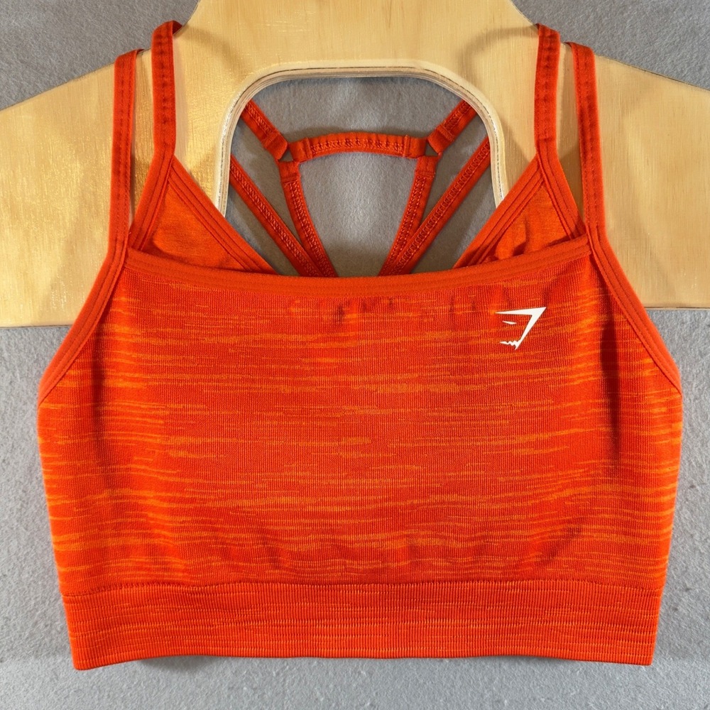 624 | Gymshark Energy+ Seamless Womens Medium‎ Strappy Back Sports Bra Orange